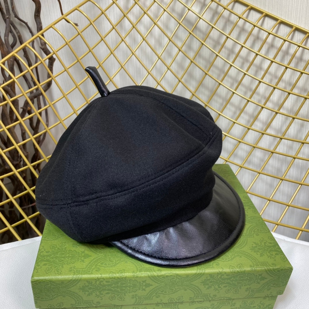 Klassisk GG Metal Logo Octagonal Flat Cap | Luksus designer kashmirhat