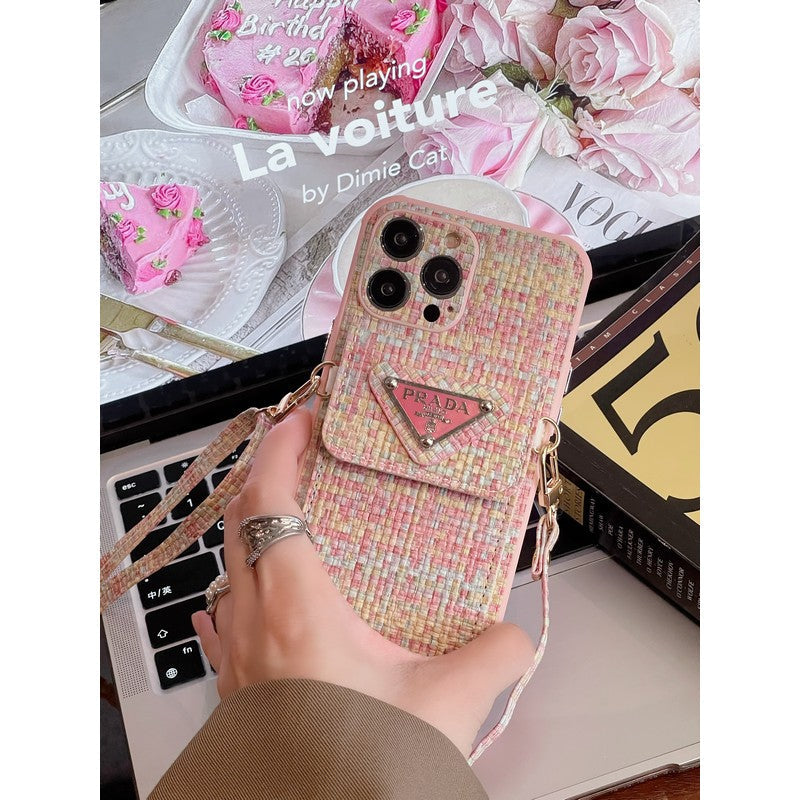حقيبة بطاقات منسوجة فاخرة لحقيبة iPhone
