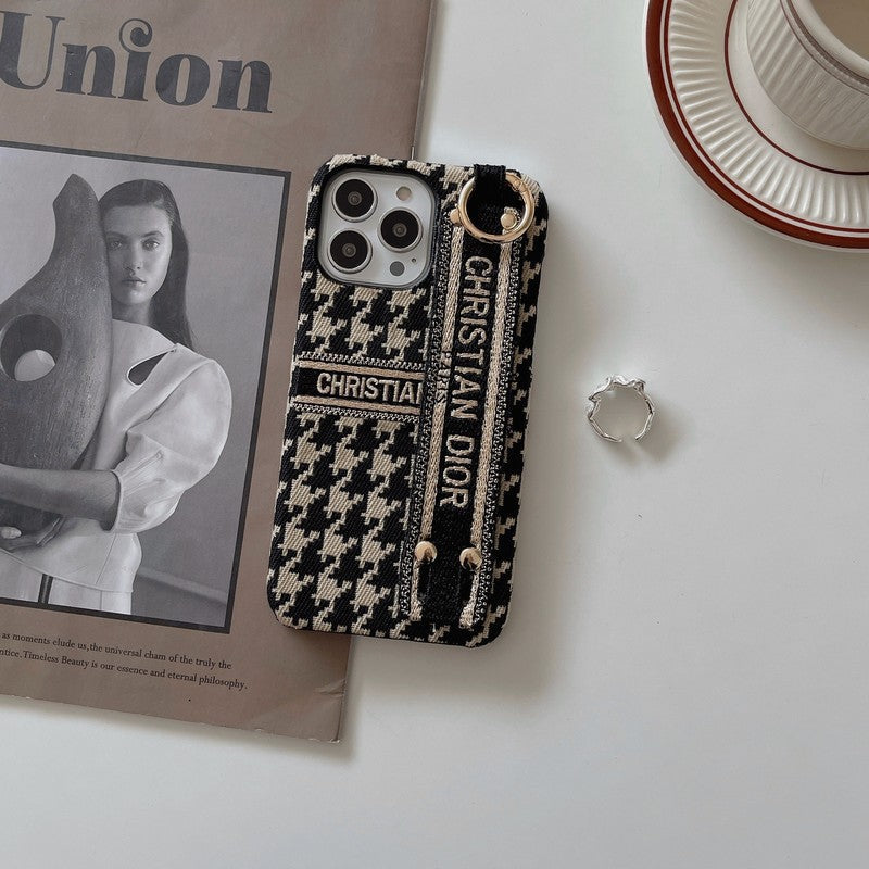 Fashion Houndstooth Wristband iPhone Case