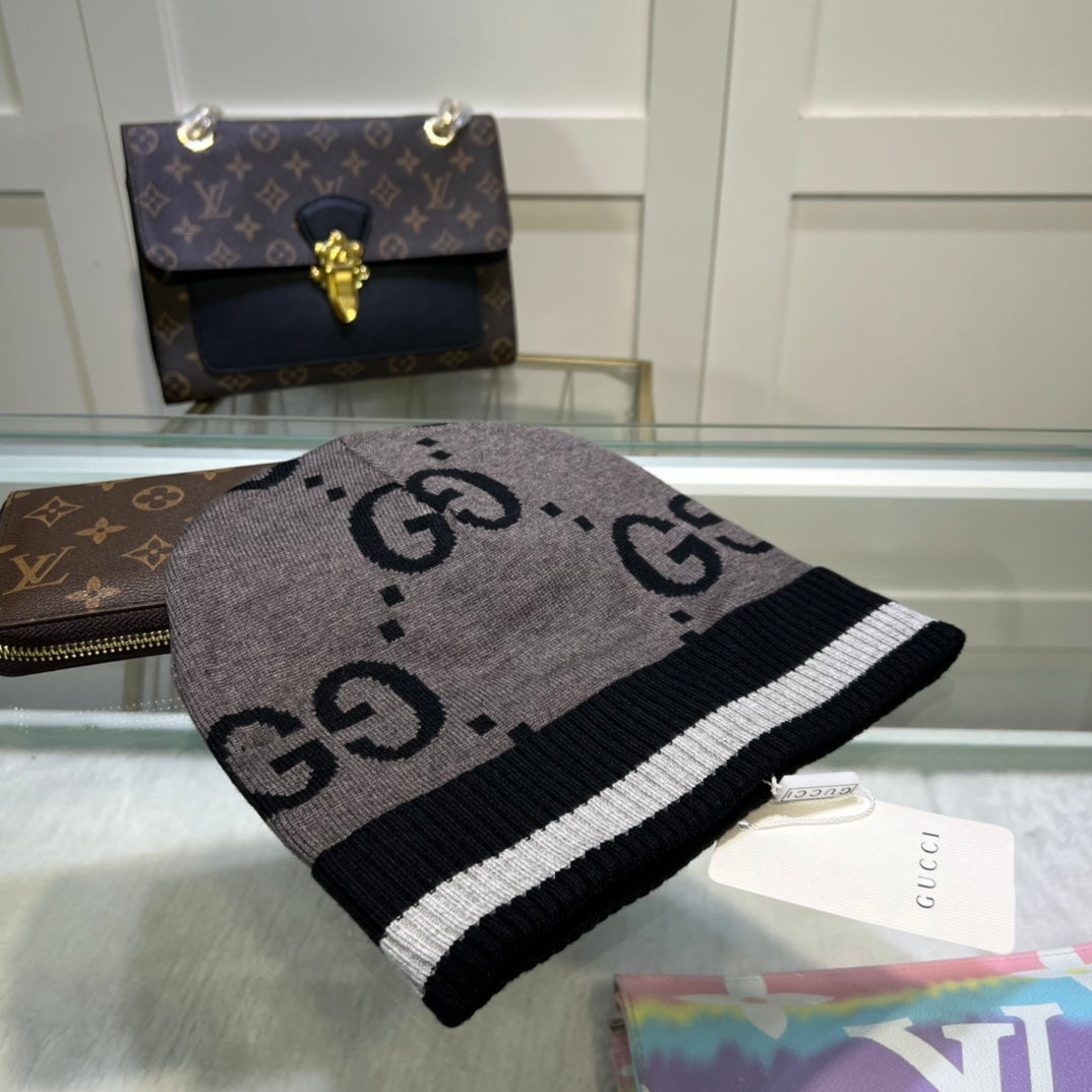 Klassische GG-Jacquard-Wollstrickmütze | Luxuriöse Designer-Wintermütze