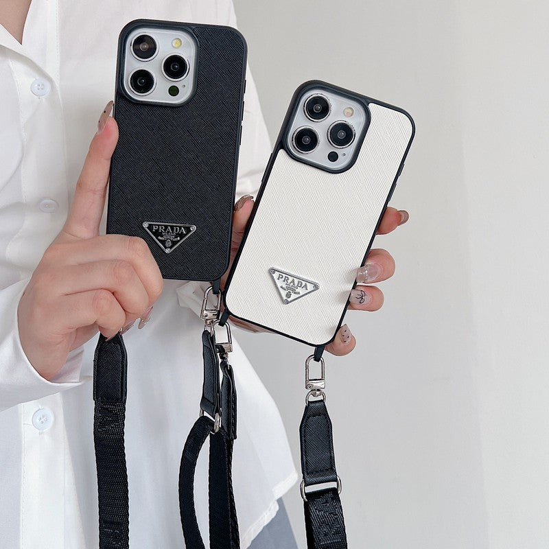 Luxuriöse iPhone-Hülle aus Leder zum Umhängen