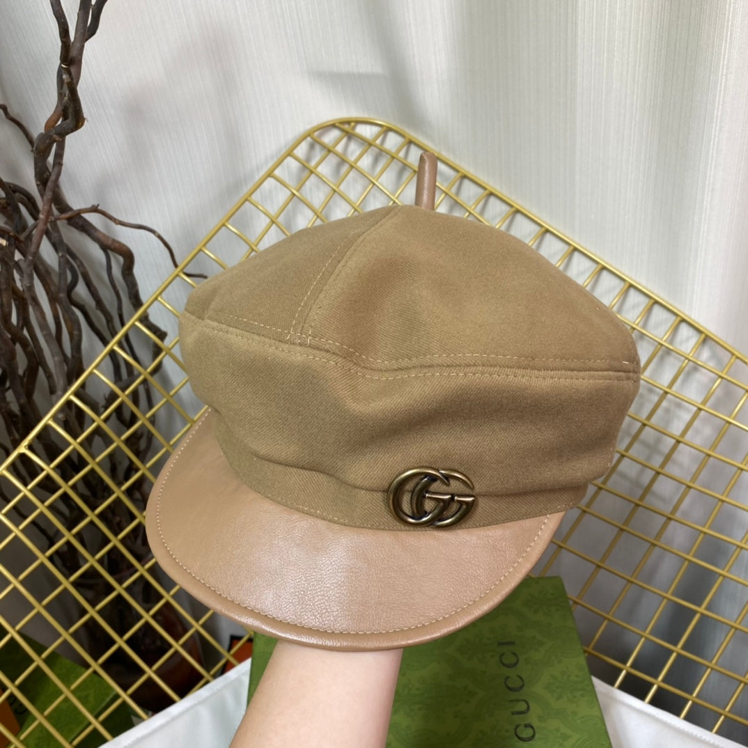 Klassisk GG Metal Logo Octagonal Flat Cap | Luksus designer kashmirhat