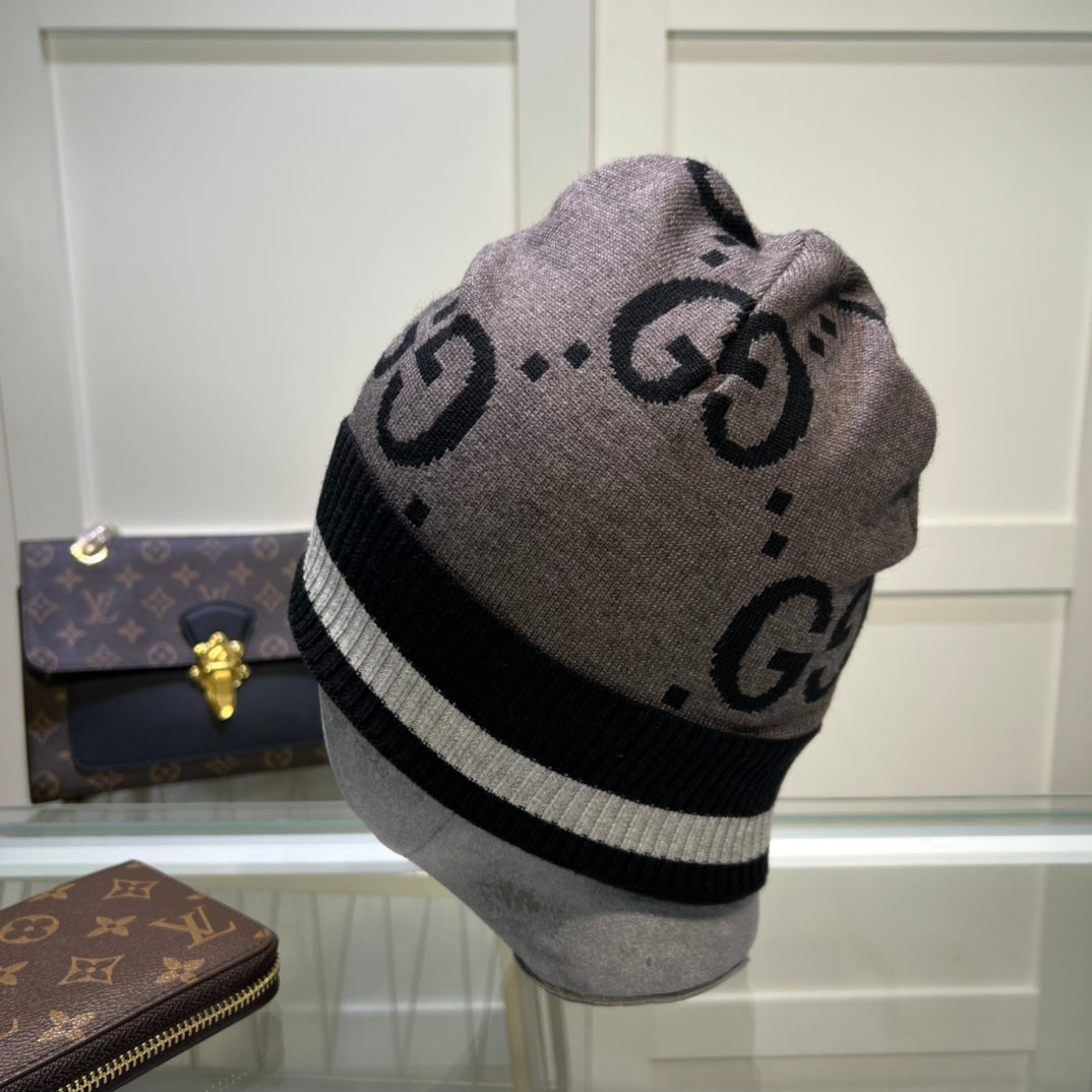 Klassische GG-Jacquard-Wollstrickmütze | Luxuriöse Designer-Wintermütze