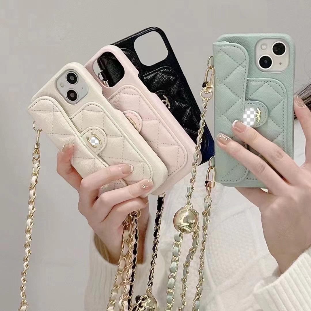 Luxury Wallet iPhone Case With Hand /Crossbody Chain
