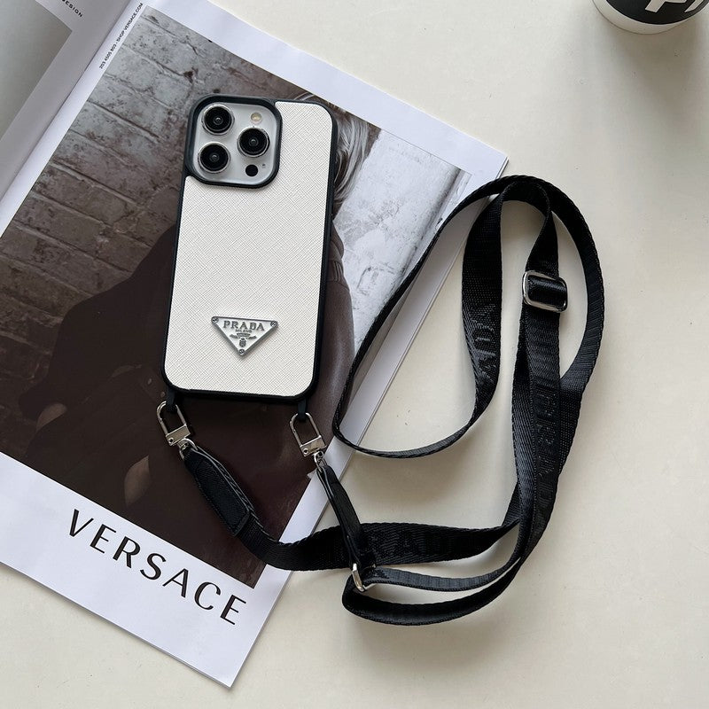 Luxuriöse iPhone-Hülle aus Leder zum Umhängen