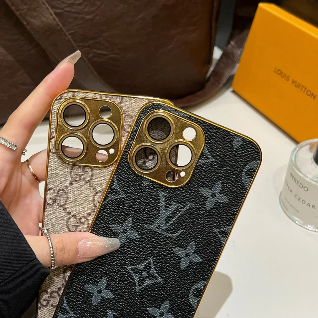 Πολυτελής Κλασική θήκη iPhone με μονόγραμμα με ηλεκτρολυμένες χρυσές άκρες
