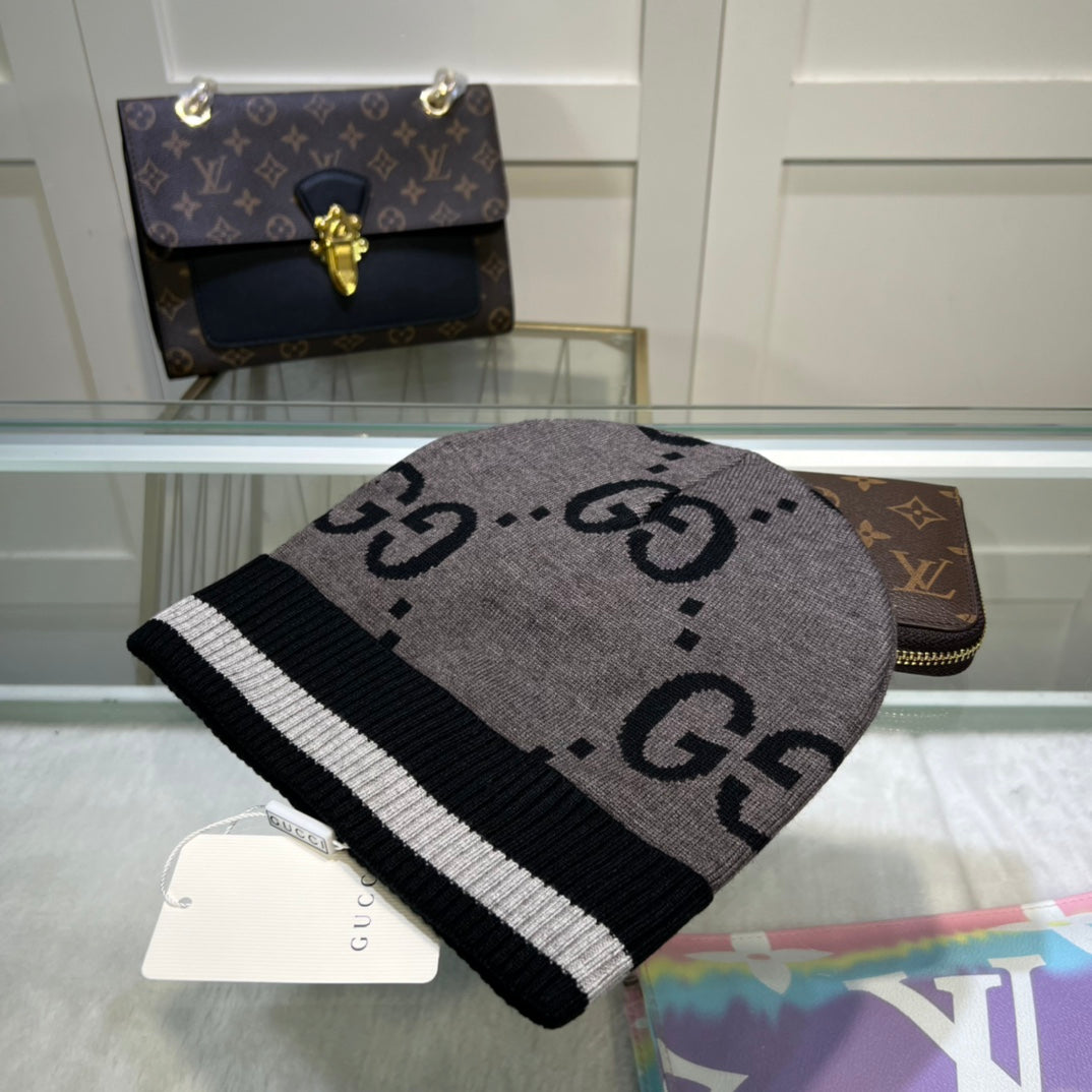 Klassische GG-Jacquard-Wollstrickmütze | Luxuriöse Designer-Wintermütze