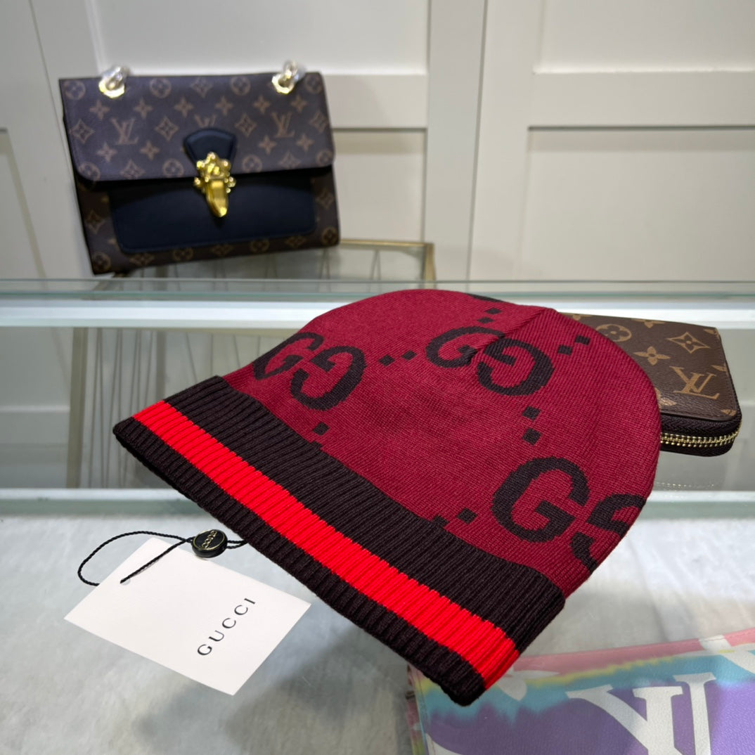 Klassische GG-Jacquard-Wollstrickmütze | Luxuriöse Designer-Wintermütze