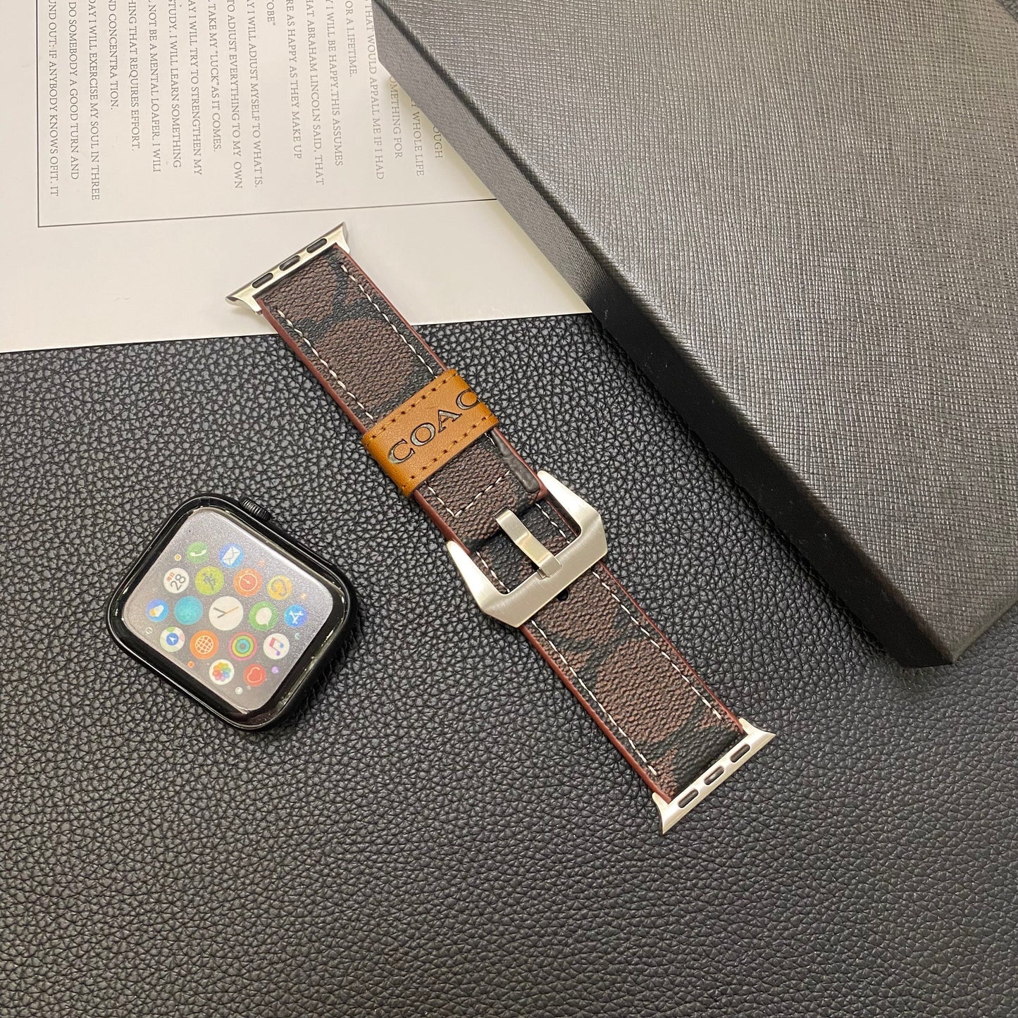Bőr edzőszíj Apple Watch Band Sötétbarna-YHK244221710