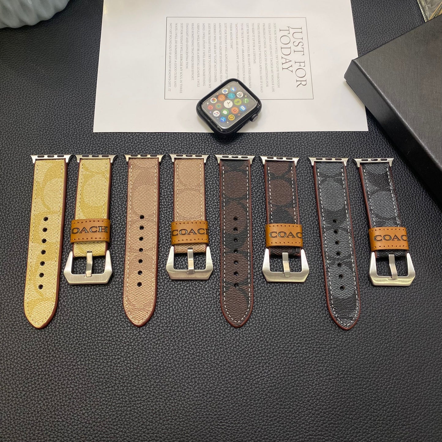 Bőr edzőszíj Apple Watch Band Sötétbarna-YHK244221710