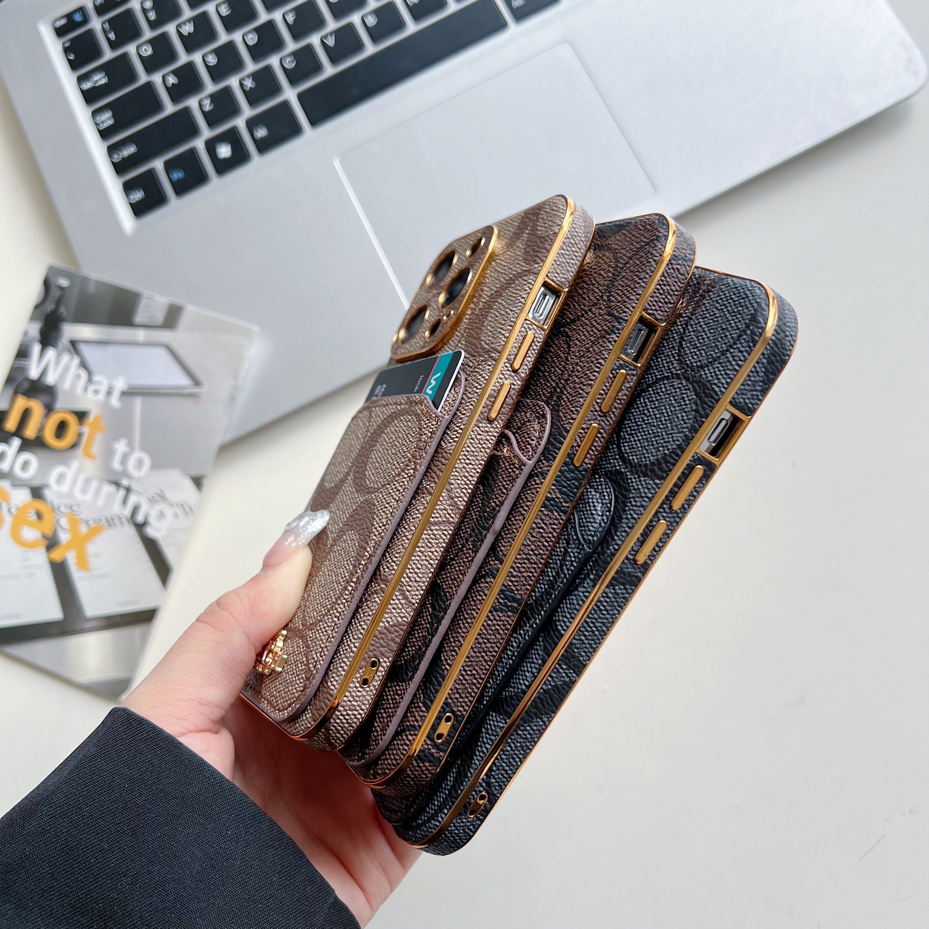 Classic iPhone Case With Card Holder Coffee -KB241651
