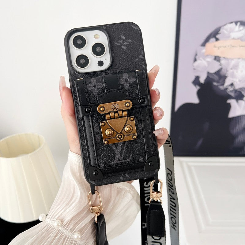 Luxury Black & White Crossbody Chain iPhone Case