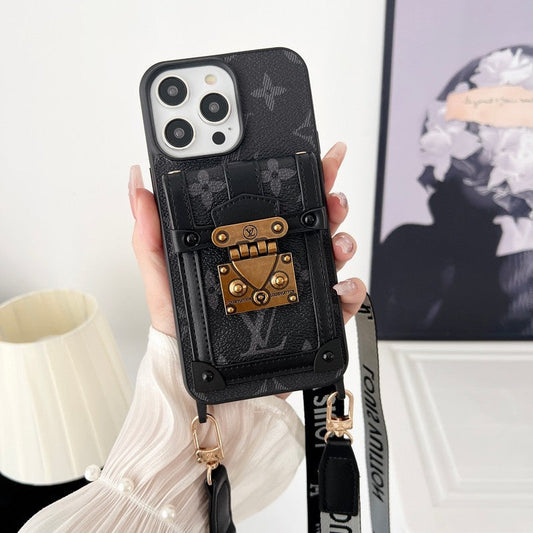 Luxus fekete & fehér Crossbody Chain iPhone tok