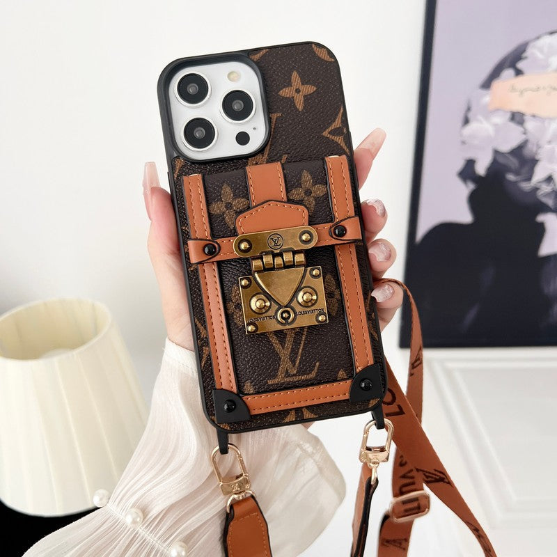 Luxury Brown Crossbody Chain iPhone Case