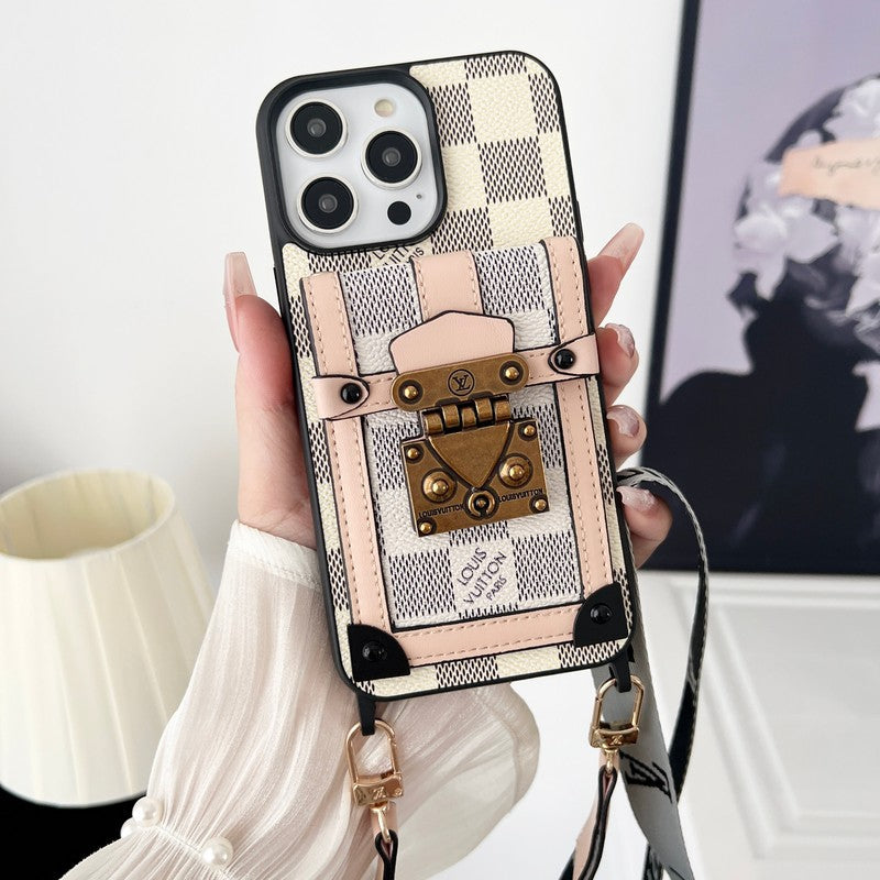 Luxury Black & White Crossbody Chain iPhone Case