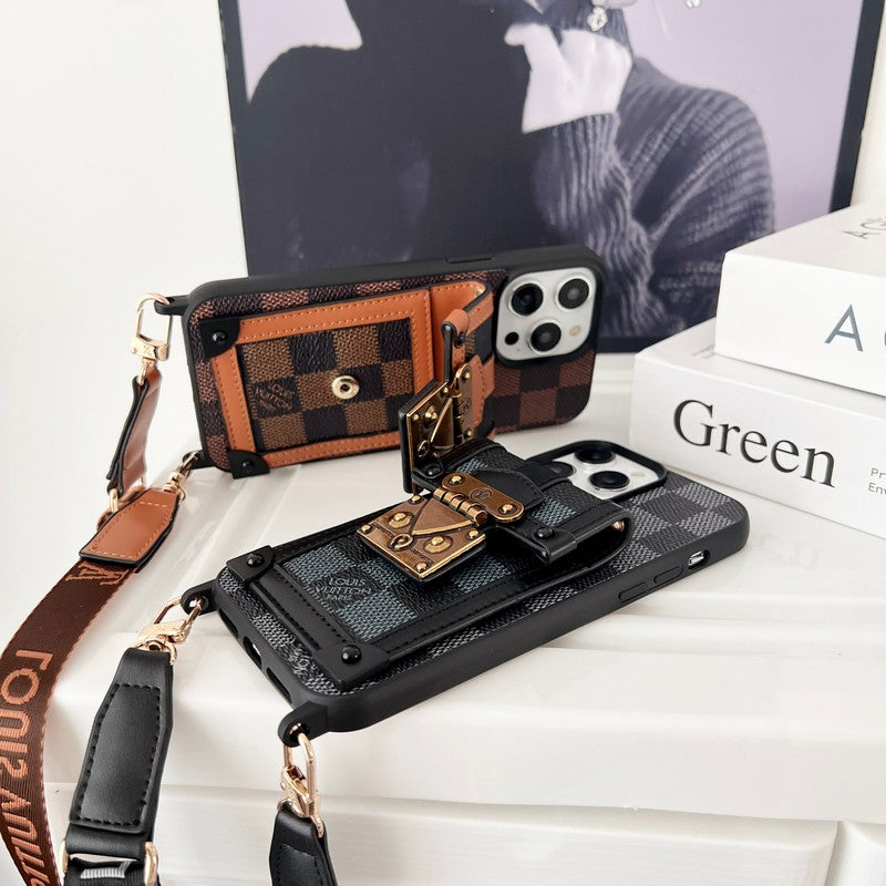 Luxury Black & White Crossbody Chain iPhone Case