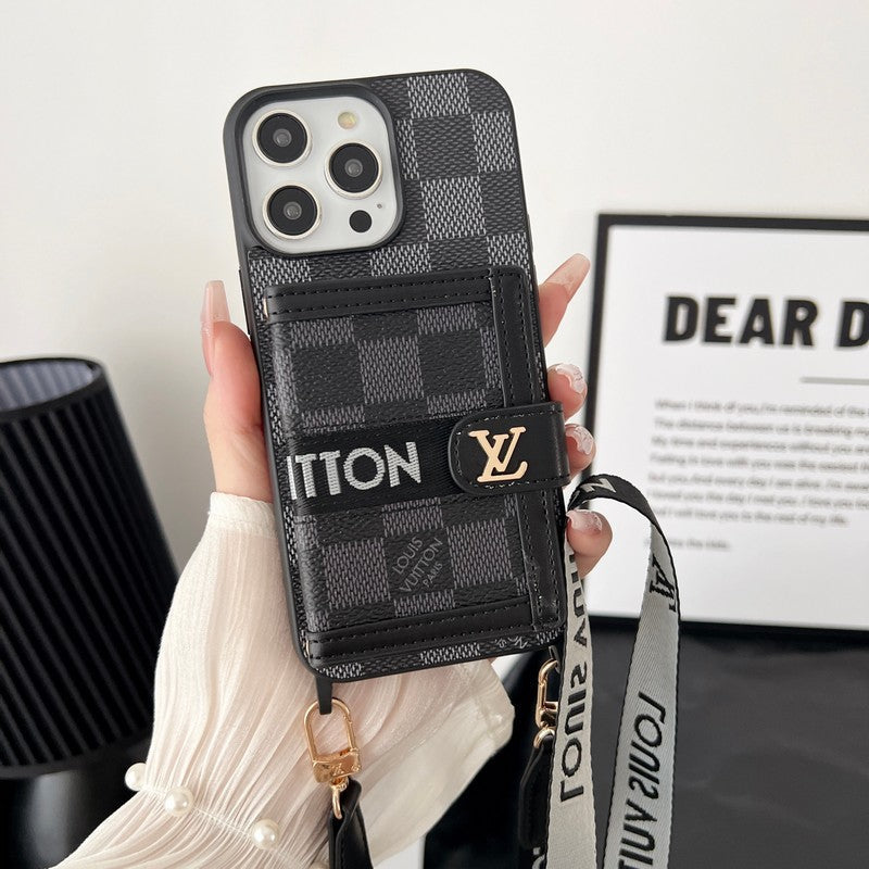 Luxury Card Bag Chain Black & White iPhone Case