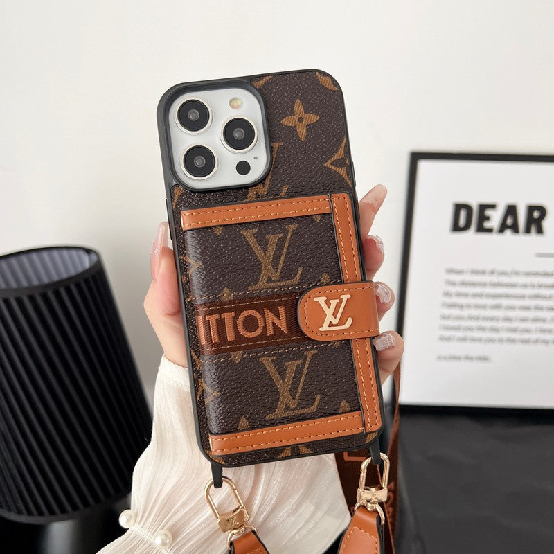 Luxury Card Bag Chain Classic Brown iPhone Case