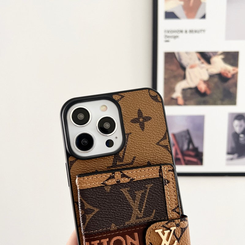 Luxury Card Bag Chain Classic Brown iPhone Case