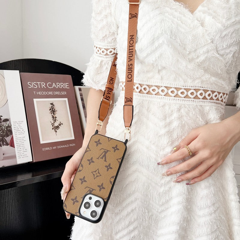 Luxury Brown Crossbody iPhone Case