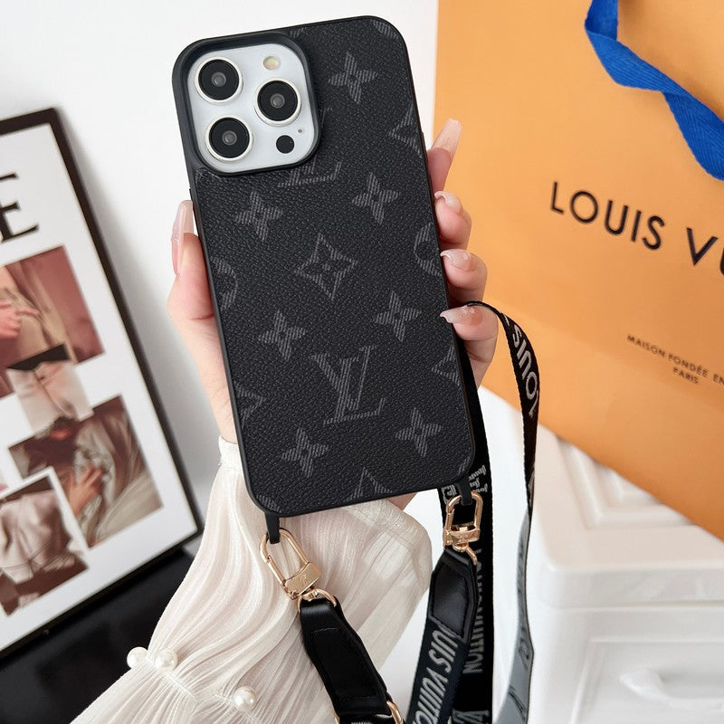 Luxury Black & White Crossbody iPhone Case