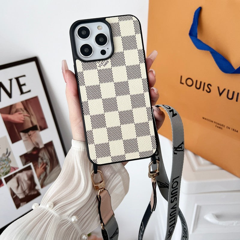 Luxury Black & White Crossbody iPhone Case