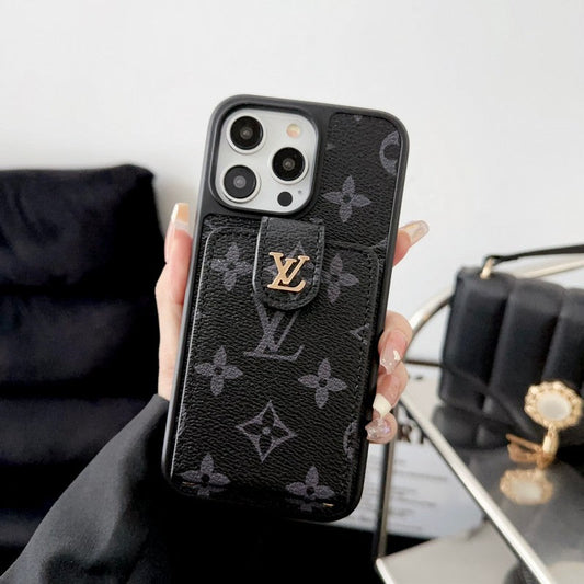 Luxus fekete & fehér kártyatáska iPhone tok