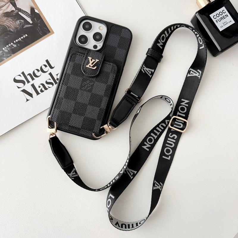 Luxury Black & White Crossbody Card Bag iPhone Case