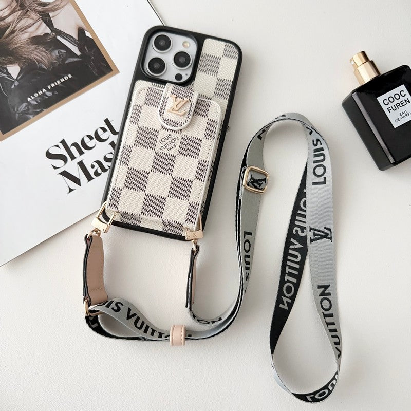 Luxury Black & White Crossbody Card Bag iPhone Case