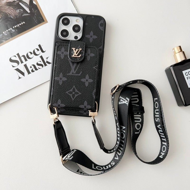 Luxury Black & White Crossbody Card Bag iPhone Case