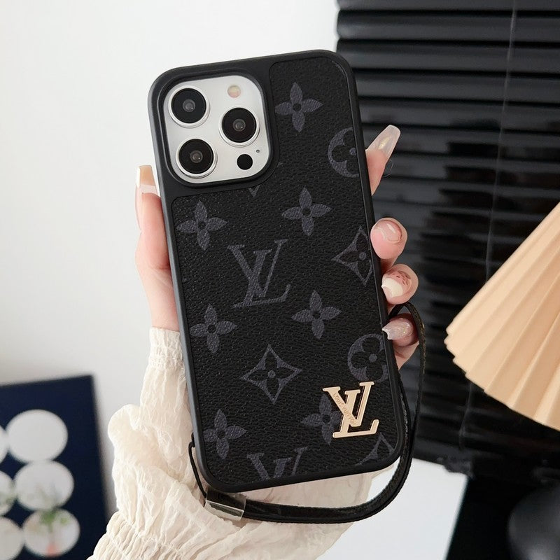 Πολυτελής Μαύρη & Λευκή θήκη για iPhone με αλυσίδα