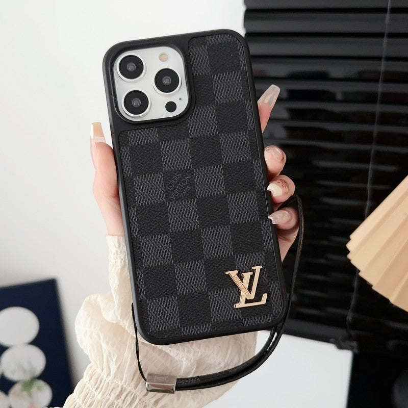 Πολυτελής Μαύρη & Λευκή θήκη για iPhone με αλυσίδα