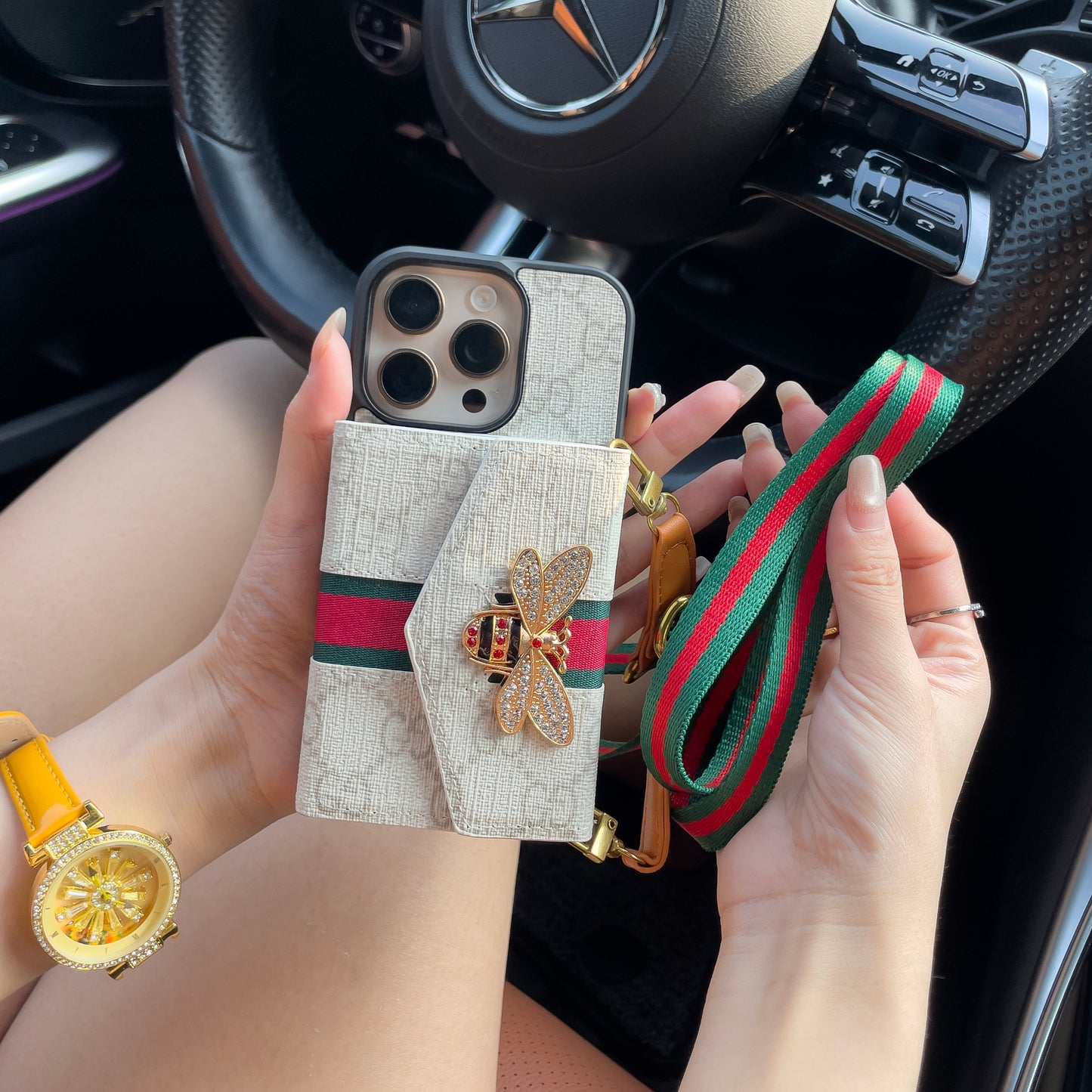 Premium Advanced Crossbody iPhone-etui med kortholder & skulderrem