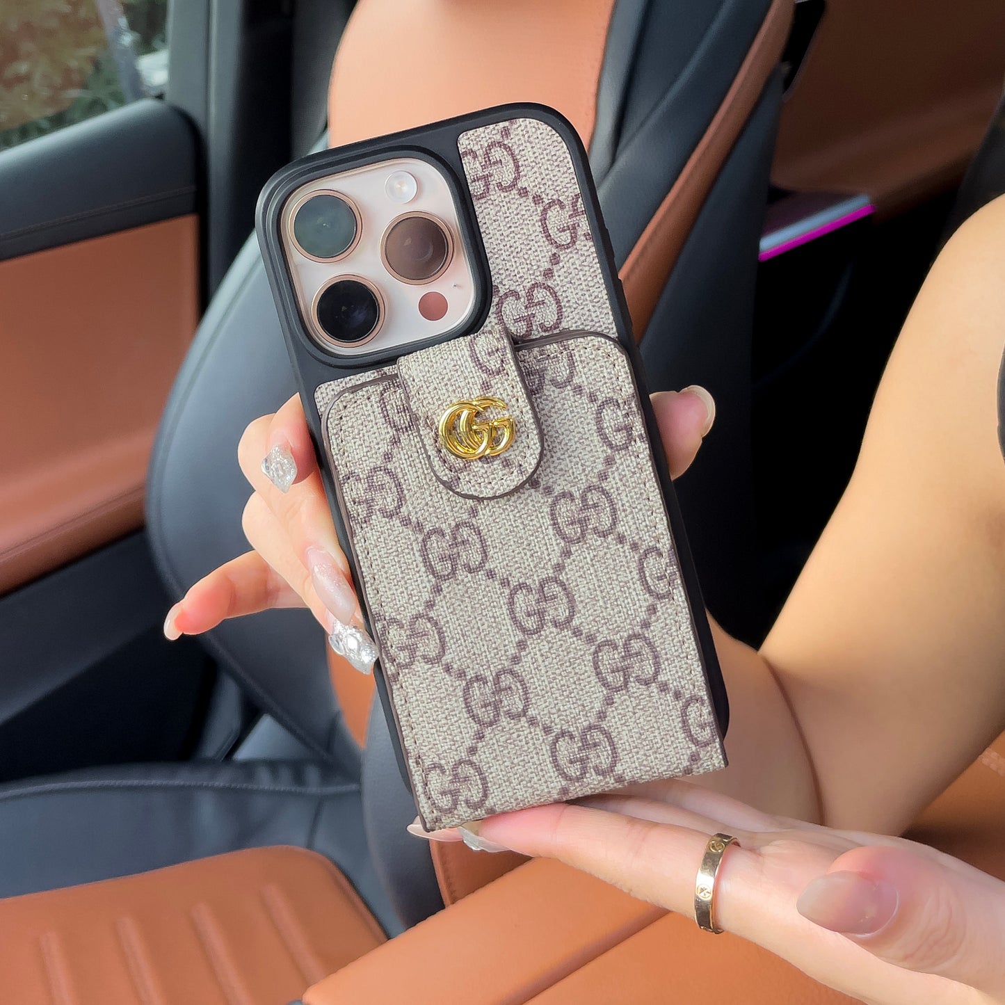 Luxus Crossbody iPhone tok kártyatartóval & szíjjal