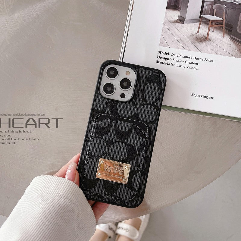 Classic Card Bag Leather iPhone Case