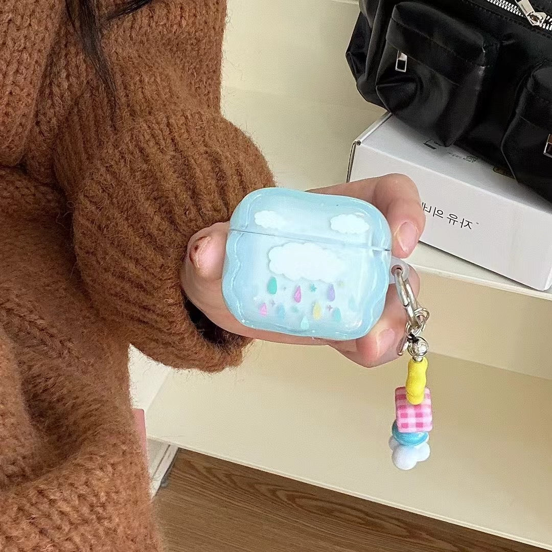 Blue Cloud AirPods hulstur með perluþokka