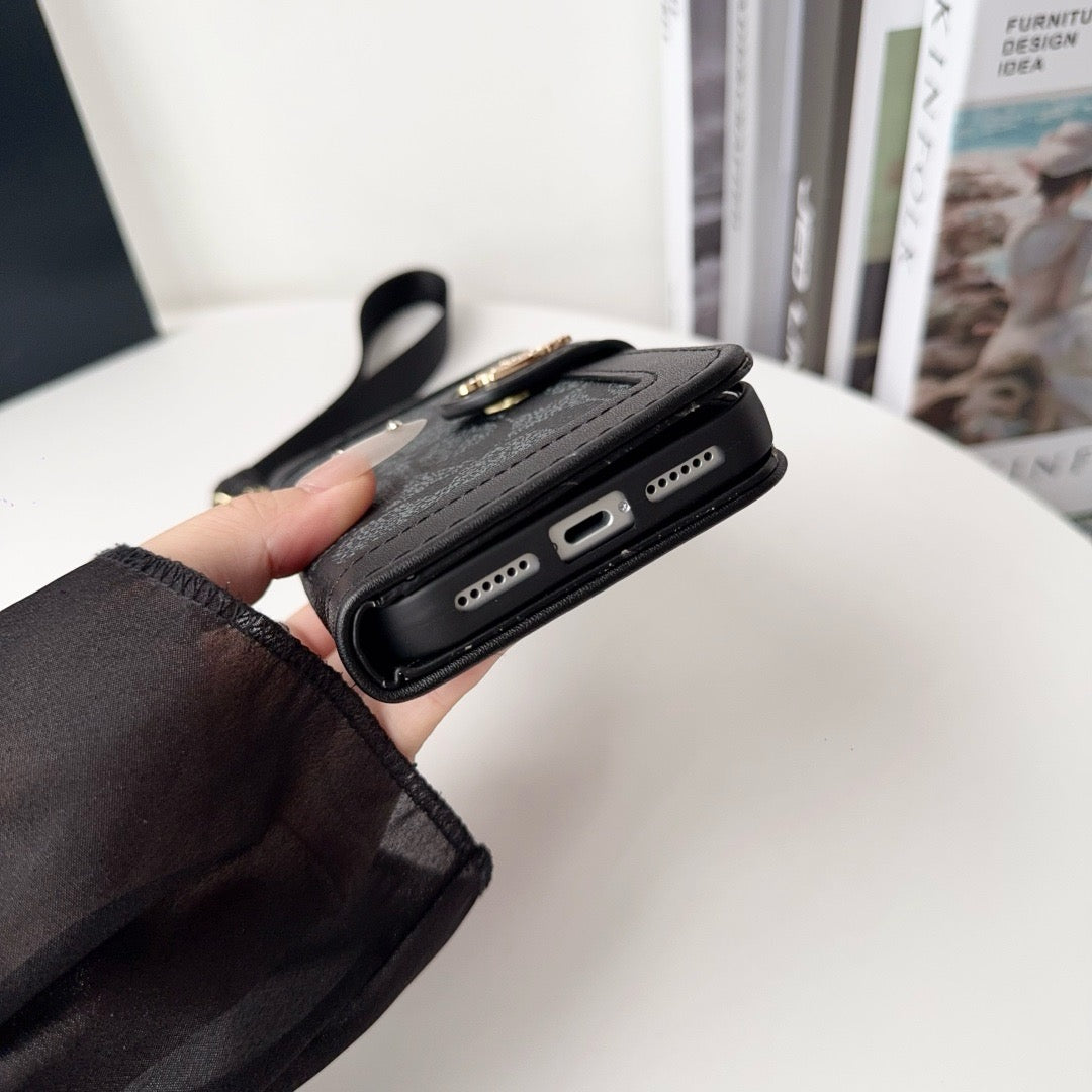 CO Luxury Pattern Wallet iPhone -kotelo korttitelineellä ja hihnalla