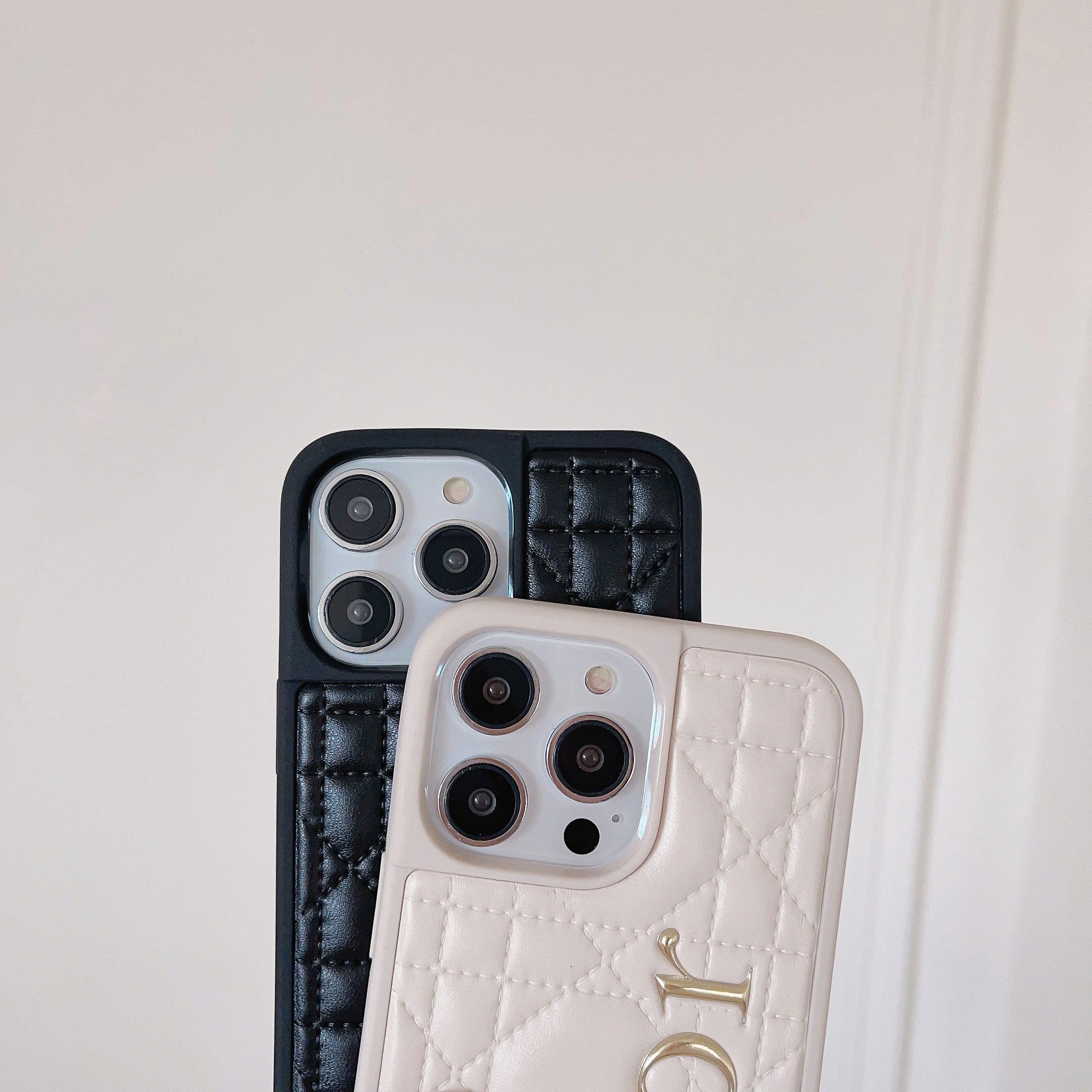 Fashion Gold Logo Leather iPhone Case