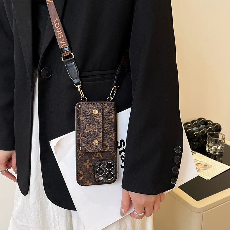 Luxury Card Bag Chain Brown iPhone Case