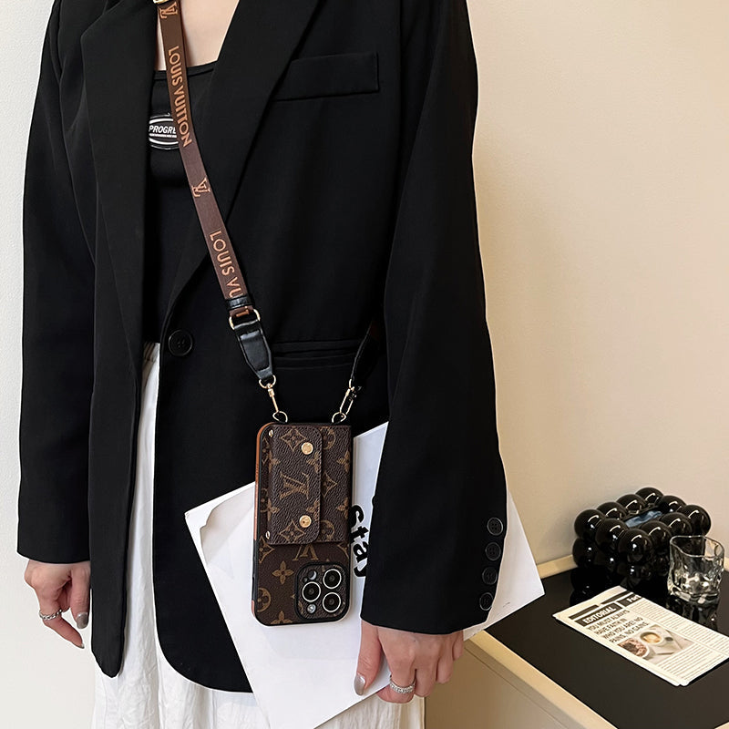 Luxury Card Bag Chain Brown iPhone Case