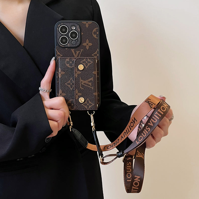 Luxury Card Bag Chain Brown iPhone Case