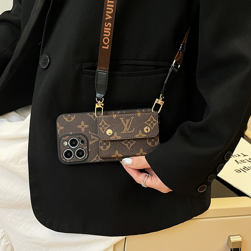 Luxury Card Bag Chain Brown iPhone Case