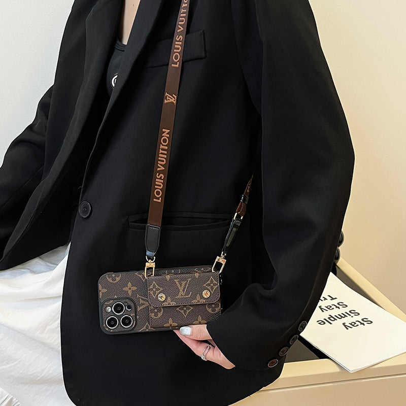 Luxury Card Bag Chain Brown iPhone Case