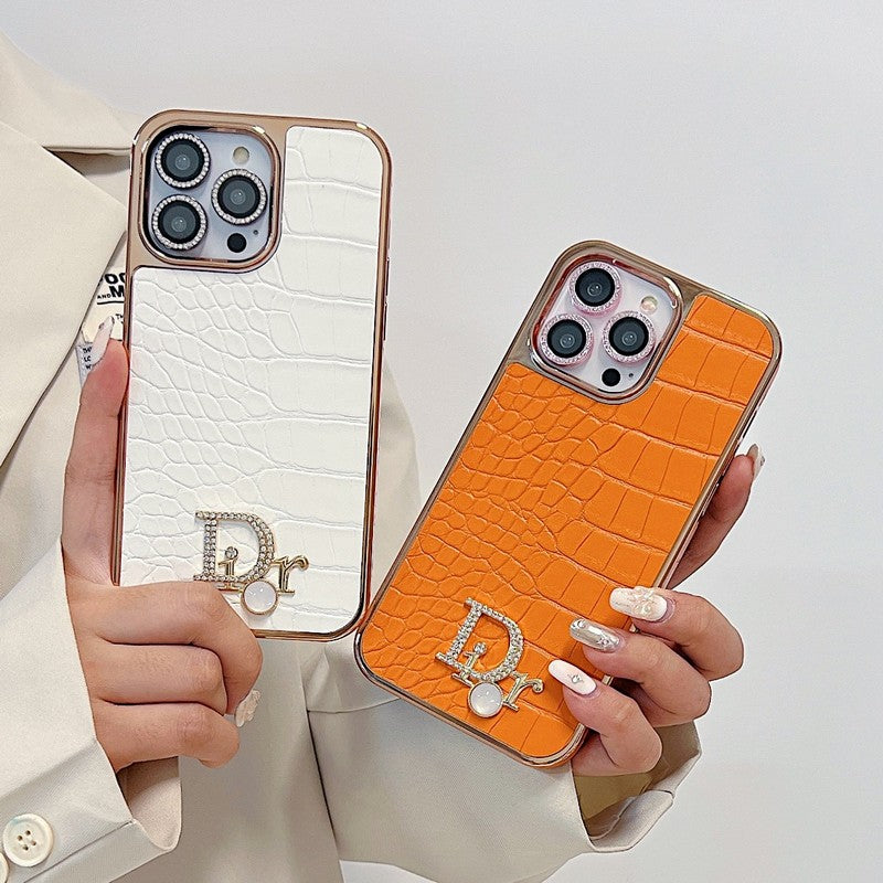 Fashion Diamond Logo Rósagull iPhone hulstur