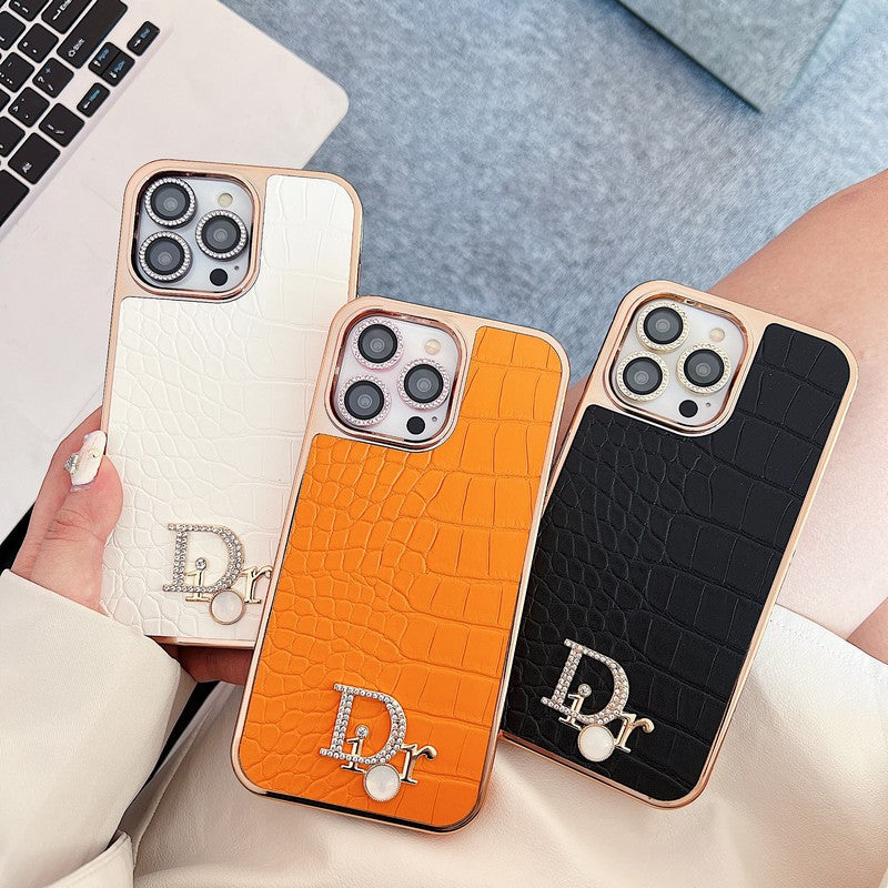 Fashion Diamond Logo Rósagull iPhone hulstur