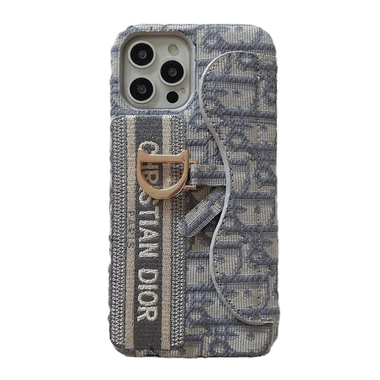 Étui pour iPhone Sac à cartes en tissu noir & gris Fashion