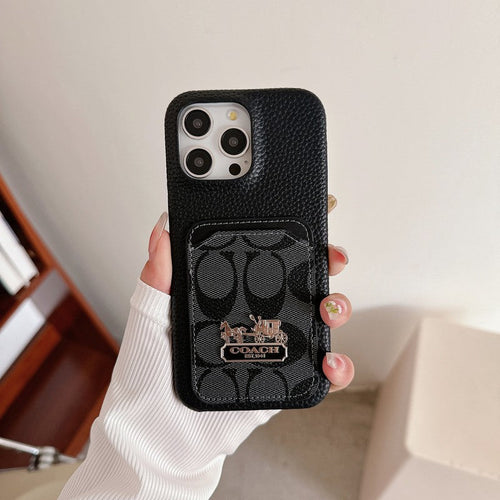 Classic Card Bag Leather iPhone Case