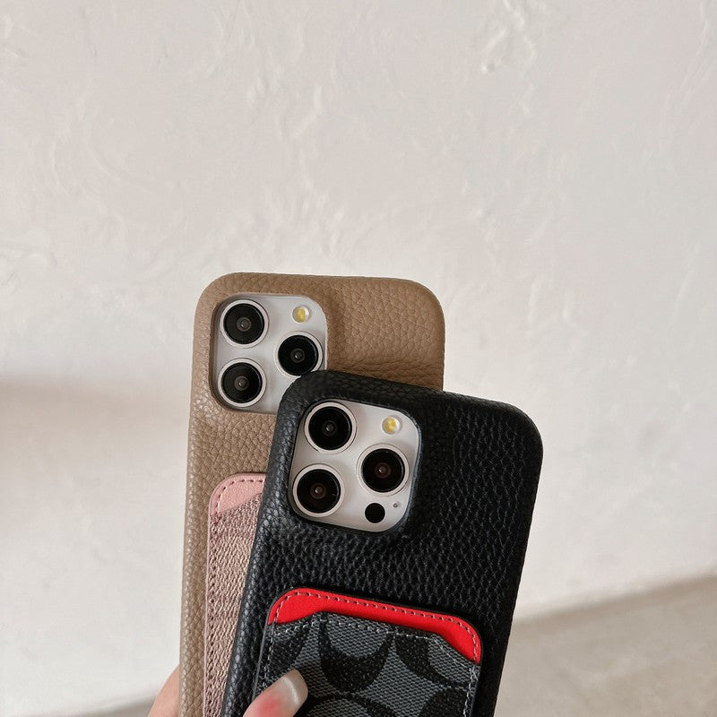 Classic Card Bag Leather iPhone Case