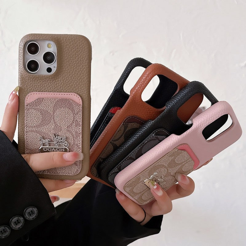 Classic Card Bag Leather iPhone Case