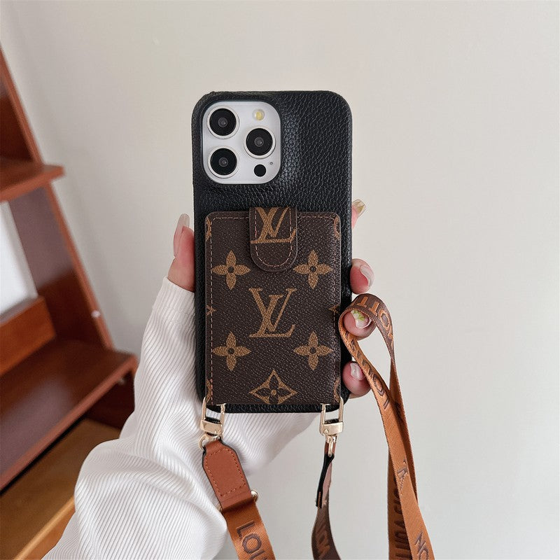 Luxe kaarttas Crossbody ketting iPhone-hoesje